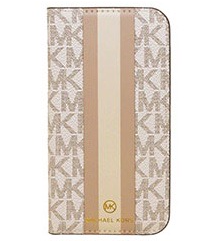 Michael Kors Iphone case 12mini/ Beige Pink Stripe ブックタイプ